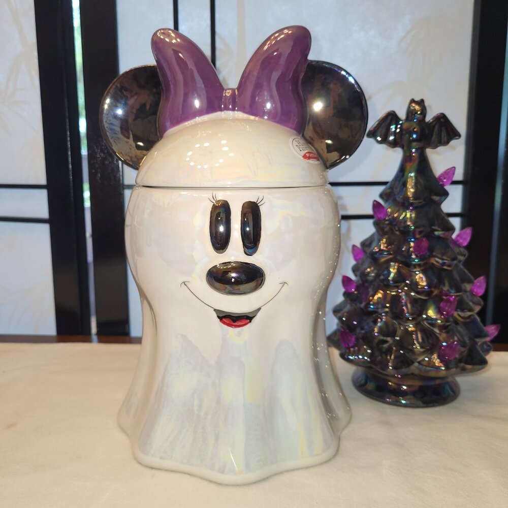 Kawaii Disney Ghost Minnie Mouse Opalescent Halloween Cookie Coffee Pod Canister